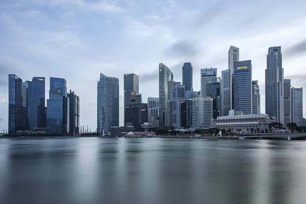 Veduta Della Baia Marina Tramonto Singapore Singapore — Foto Stock