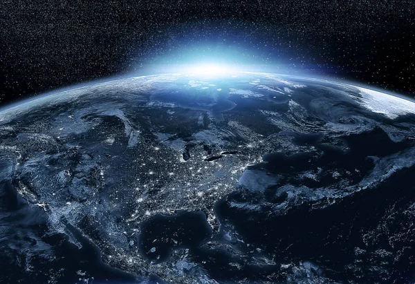 Βόρεια Αμερική Δει Από Διάστημα Νύχτα — Φωτογραφία Αρχείου
