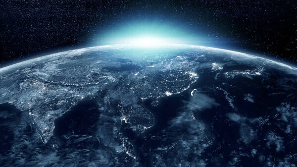 South Asia viewed from space by night