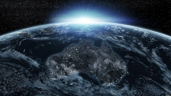 Australia Vista Desde Espacio Por Noche — Foto de Stock