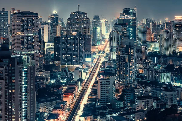 Bangkok Stad Kvällen — Stockfoto