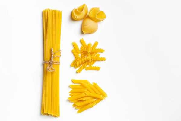 Raw Italian Spaghetti Pasta White Background — Stock Photo, Image