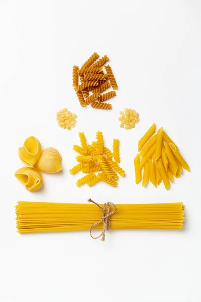 Raw Italian Spaghetti Pasta White Background — Stock Photo, Image