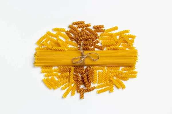 Raw Italian Spaghetti Pasta White Background — Stock Photo, Image