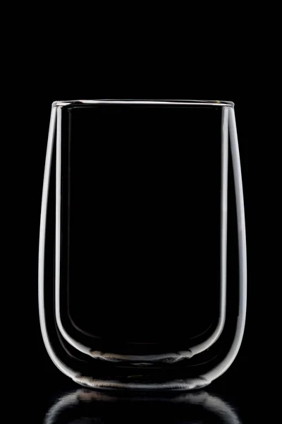 Verre Transparent Avec Double Verre Sur Fond Noir — Photo