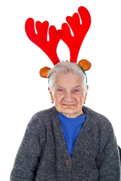 Avó 'com um slide de renas — Fotografia de Stock
