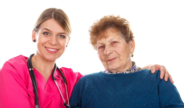 Elderly woman care — Stock Photo, Image