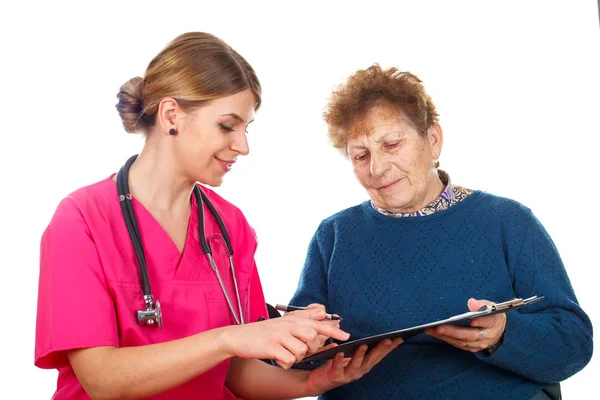 Elderly woman care — Stock Photo, Image