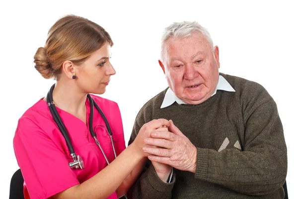 Elderly man care — Stock Photo, Image