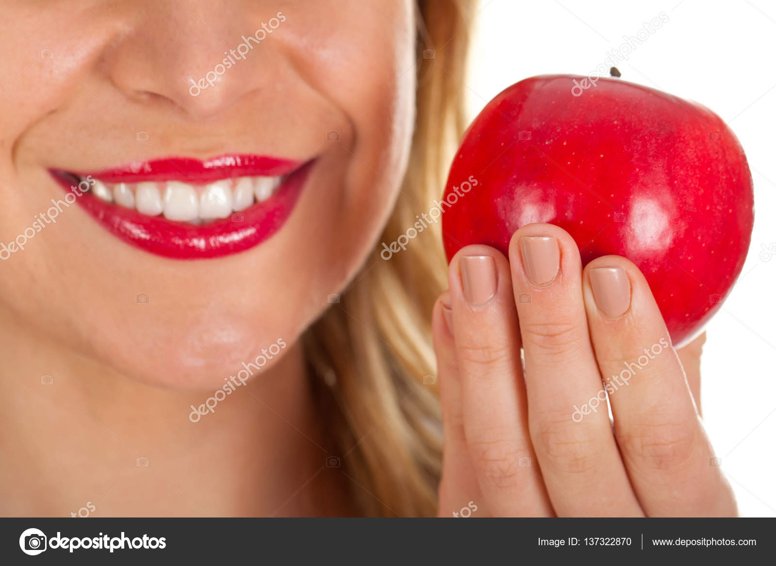 Red lips & red apple — Stock Photo © ocskaymark 137322870