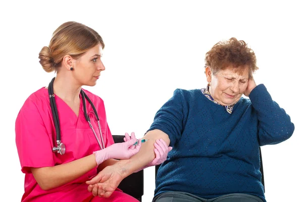 Elderly care - injection — Stock Photo, Image