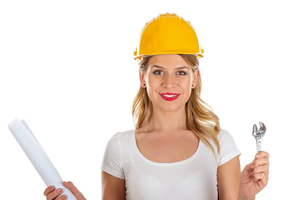 Sexy young female engineer — Stock Photo, Image