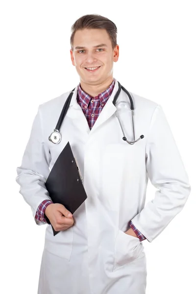 Genç doktor holding belgeleri — Stok fotoğraf