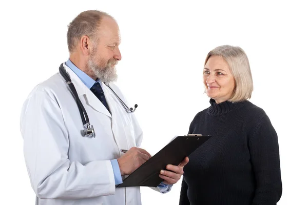 Elderly woman with her doctor — Stock Photo, Image