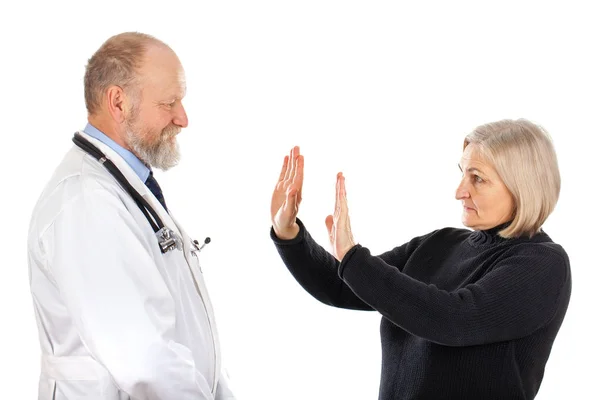 Nervöse Patientin mit ihrem Arzt — Stockfoto