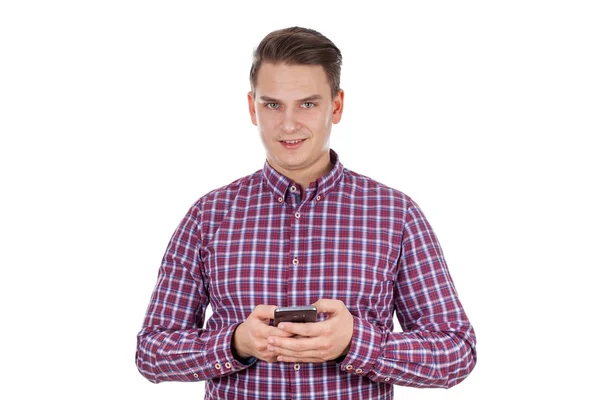 スマートフォンを持つ若い男 — ストック写真