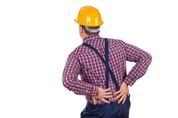 Jovem engenheiro do sexo masculino tendo dor nas costas — Fotografia de Stock
