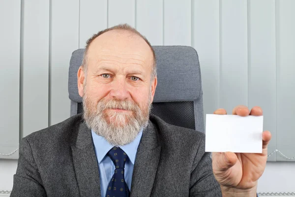 Manager showing business card — Stock Photo, Image