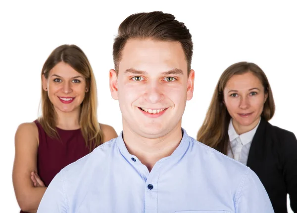 Man choosing between two beautiful woman — Stock Photo, Image