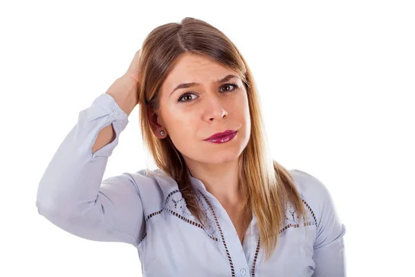 Young business woman having issues — Stock Photo, Image
