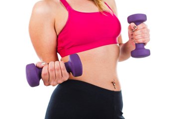 Kararlı kadın fitness egzersiz izole arka plan yapmak