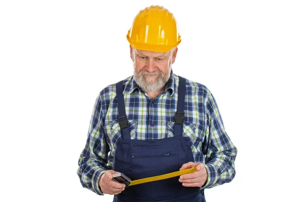 Ouderen bouwer bedrijf gebruiksvoorwerpen — Stockfoto