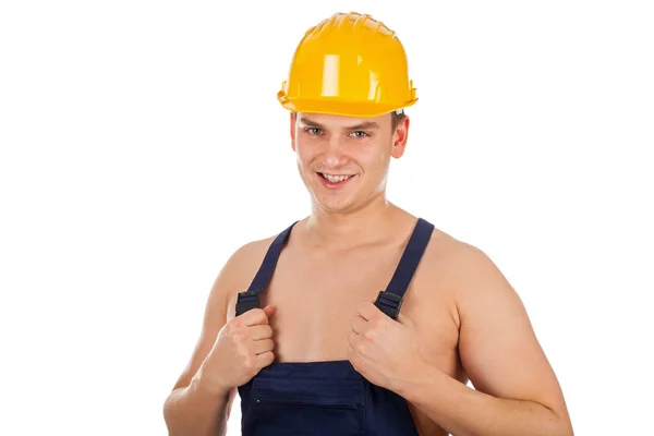 Shirtless jonge constructor - geïsoleerd — Stockfoto