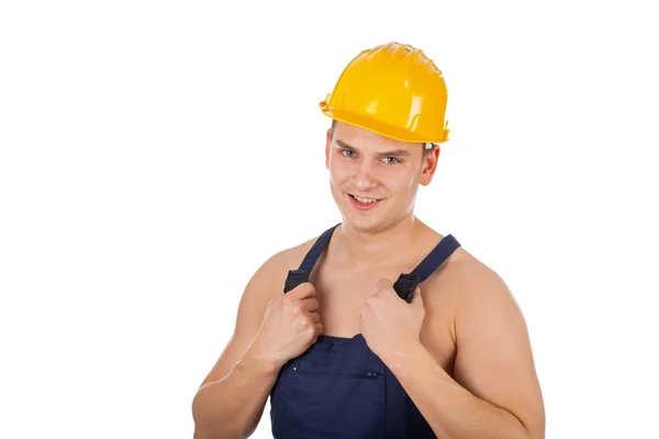 Constructor joven sin camisa - aislado — Foto de Stock