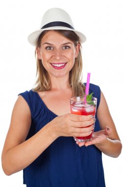 Ahududu suyu - izole tutan kadın