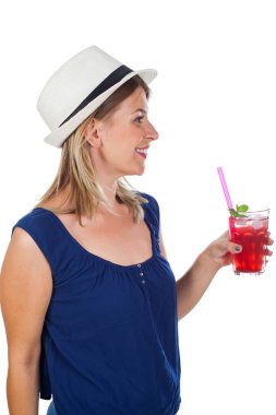 Ahududu suyu - izole tutan kadın