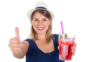 Ahududu suyu - izole tutan kadın