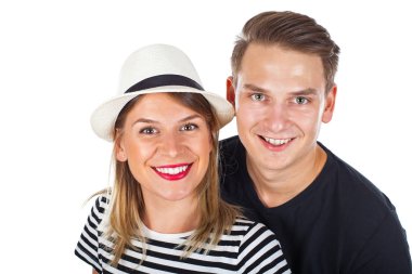 mutlu genç çift yalıtılmış zemin üzerine