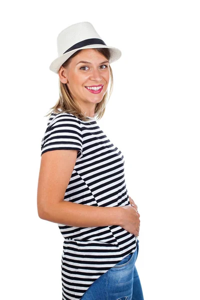 첫 번째 임신-고립 된 젊은 캐주얼 어머니 — 스톡 사진