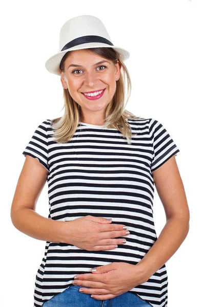 A terhesség első harmadában - elszigetelt fiatal alkalmi anya — Stock Fotó