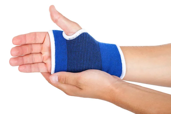 Mannenhand met elastische pleister geïsoleerd — Stockfoto