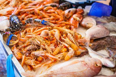 taze deniz ürünleri pazarı