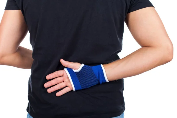 Mão masculina com bandagem elástica isolada — Fotografia de Stock