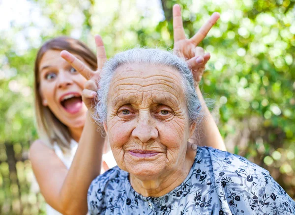 Grandma smiling, fun — Stock Photo, Image
