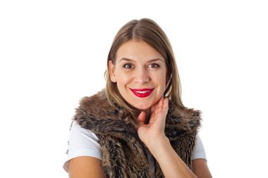 Kürk yelek ile çekici hanım