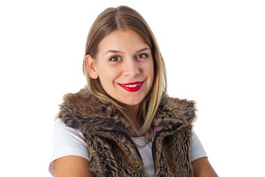 Kürk yelek ile çekici hanım