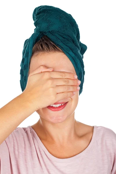 Weibliche Anwendung Gesichtsfeuchtigkeitscreme — Stockfoto