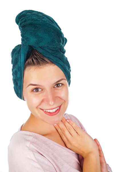 Female applying face moisturizer — Stock Photo, Image