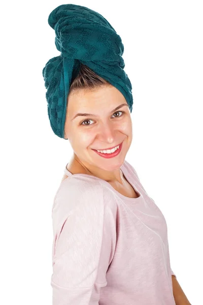 Happy woman after shower — Stock Photo, Image