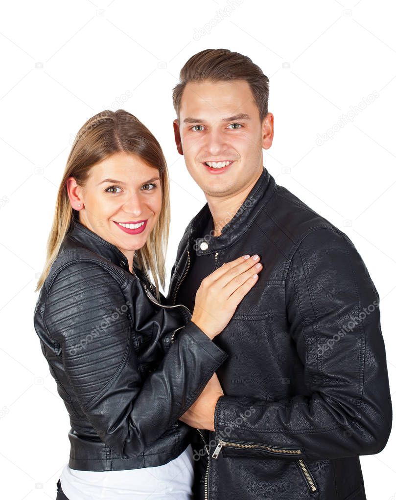 Stylish young couple on isolated