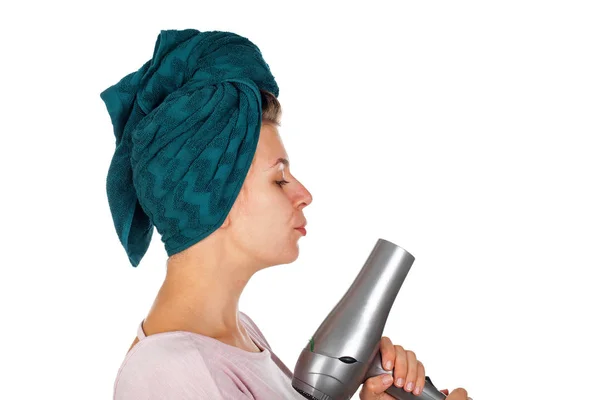 Séchage des cheveux après douche — Photo
