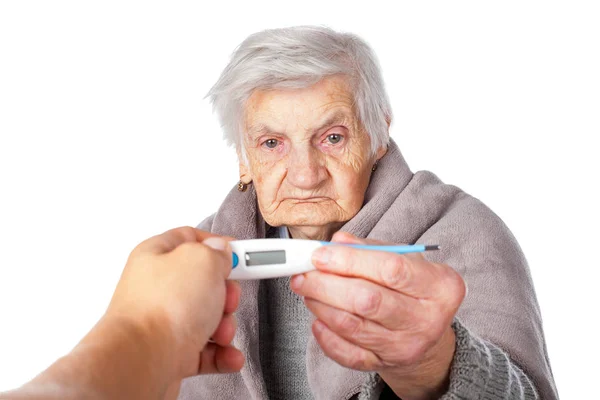 Sintomas de gripe em idosos — Fotografia de Stock