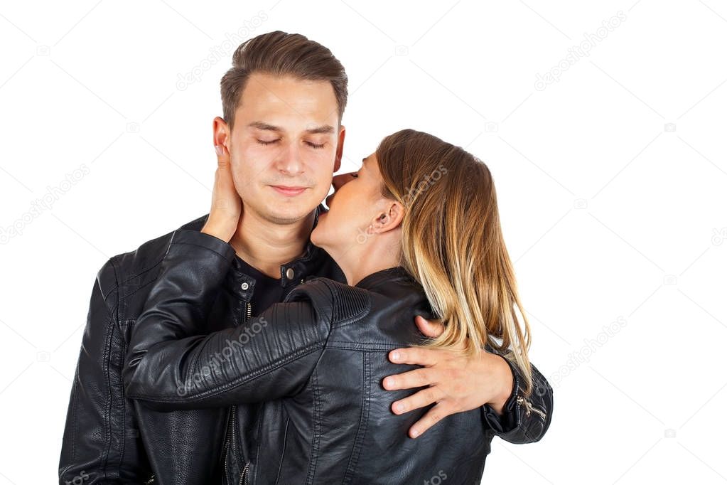 Kissing boyfriend's neck