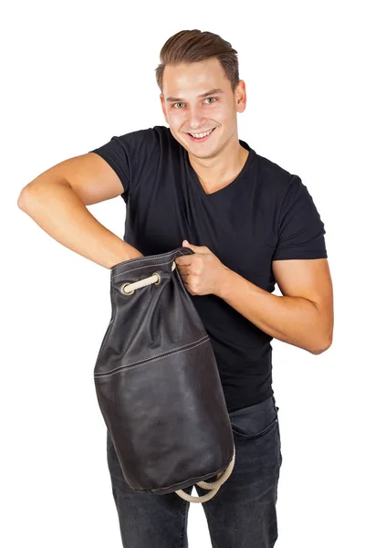 Young man with his backpack — Stock Photo, Image