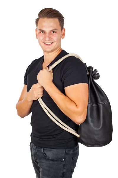 Young man with his backpack — Stock Photo, Image