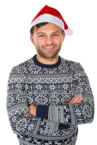 Handsome man with santa hat — Stock Photo, Image